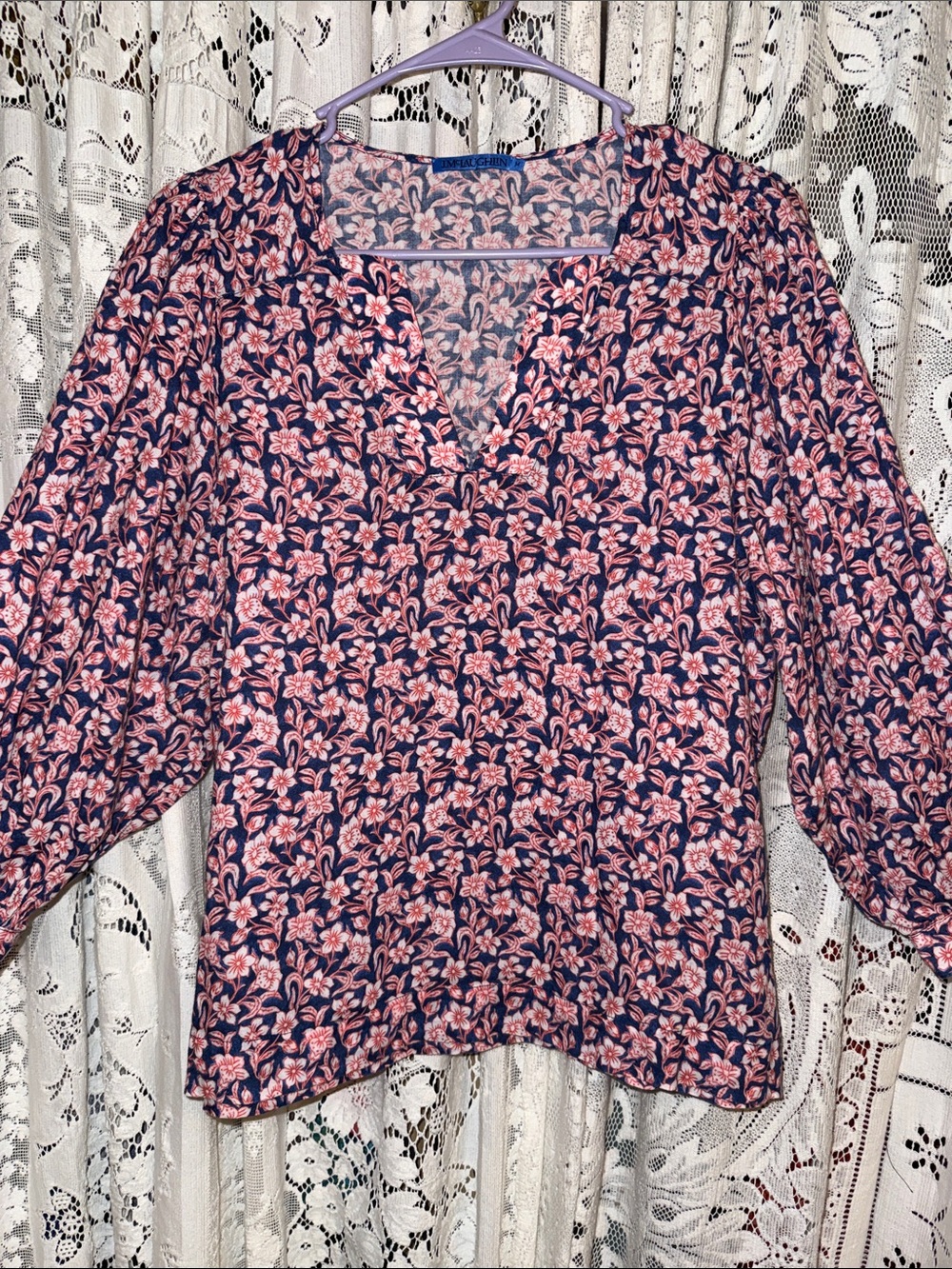 J McLaughlin floral pullover top m